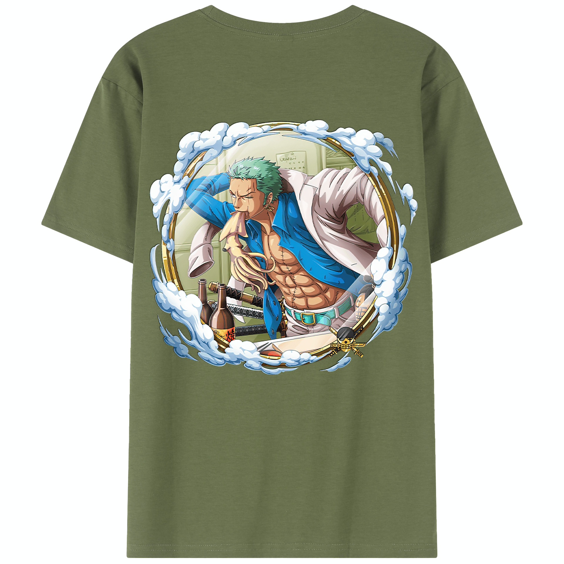 ワンピース ロロノア・ゾロ ONE PIECE Roronoa Zoro 綿100％半袖Tシャツ（背面プリント）